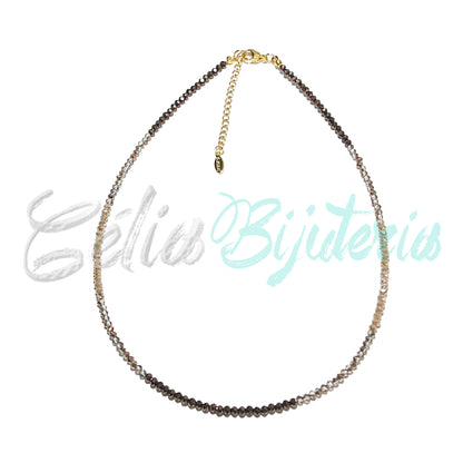 Colar de Aço com Cristais Facetados