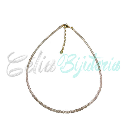 Colar de Aço com Cristais Facetados