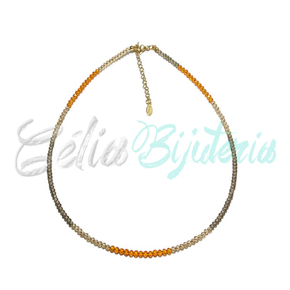 Colar de Aço com Cristais Facetados