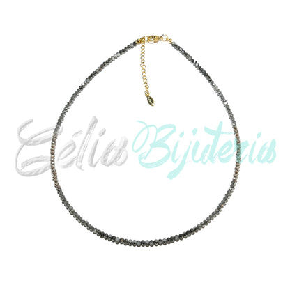 Colar de Aço com Cristais Facetados