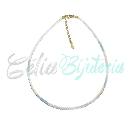 Colar de Aço com Cristais Facetados