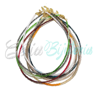 Colar de Aço com Cristais Facetados