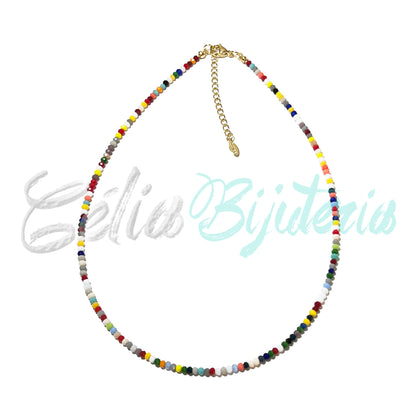 Colar de Aço com Cristais Facetados