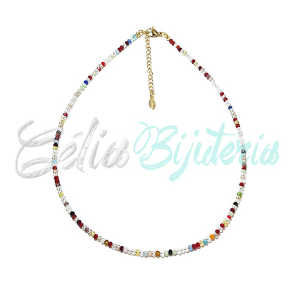 Colar de Aço com Cristais Facetados