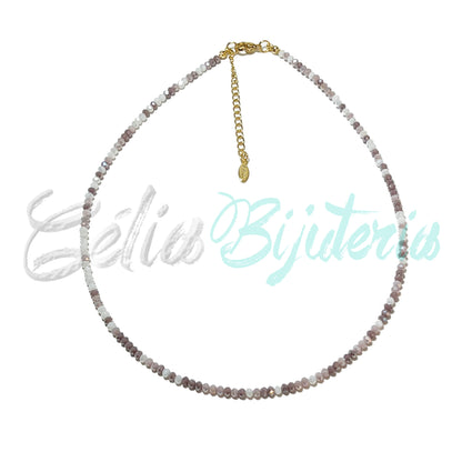 Colar de Aço com Cristais Facetados