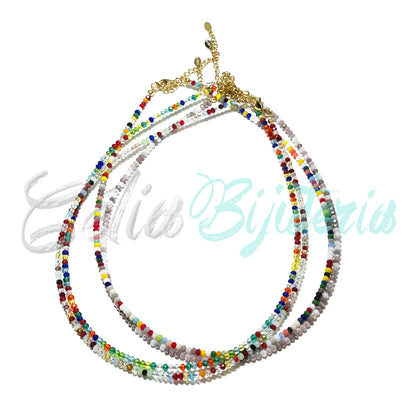 Colar de Aço com Cristais Facetados