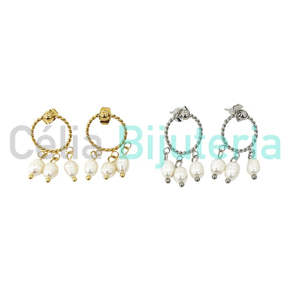 Brinco de Aço - pérolas de água doce