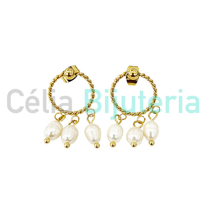 Brinco de Aço - pérolas de água doce