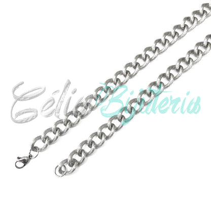 Colar de Aço com detalhes - grosso
