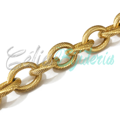 Corrente ao metro de Aço Inox com detalhes - grosso