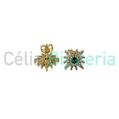 RHODIUM PLATED EARRINGS WITH ZIRCONIAS