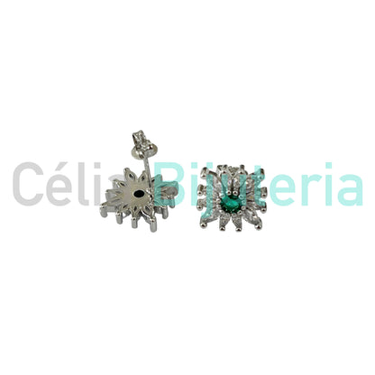 RHODIUM PLATED EARRINGS WITH ZIRCONIAS