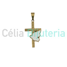 Carregar imagem no visualizador da galeria, Medalha de Aço - cruz com Espirito Santo esmaltado
