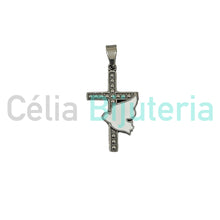 Carregar imagem no visualizador da galeria, Medalha de Aço - cruz com Espirito Santo esmaltado
