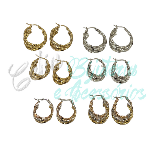 Pendientes de aro de acero - detallados - 3 aros