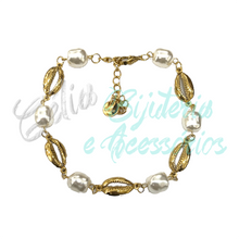 Cargar imagen en el visor de la galería, Collar/Pulsera/Tobillera de Acero - conchas con perlas
