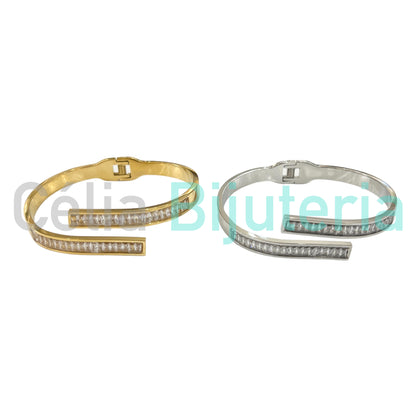 Bracelete de Aço - brilhantes