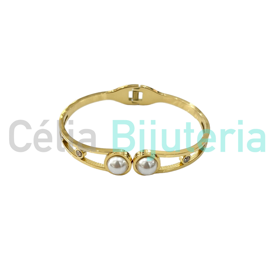 Pulsera de acero - perlas